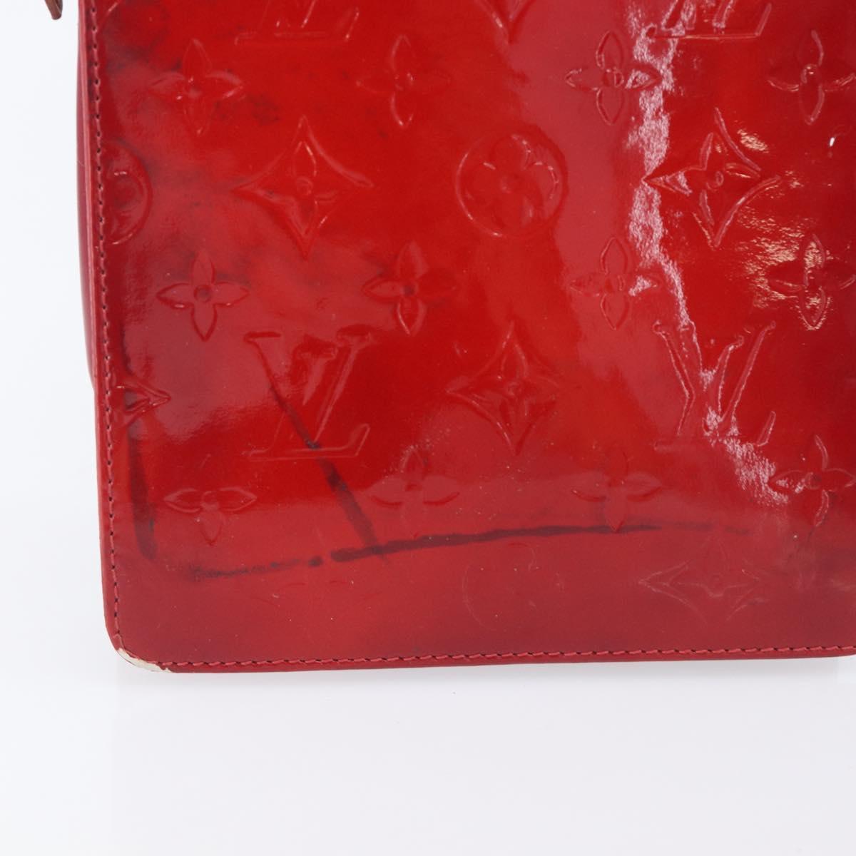 LOUIS VUITTON Monogram Vernis Motto Accessory Pouch Red M91137 LV Auth bs37359