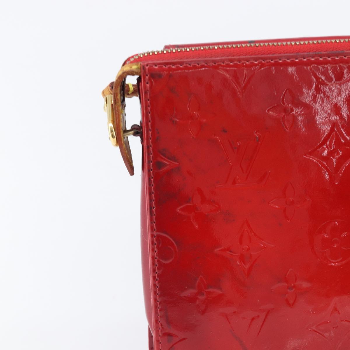 LOUIS VUITTON Monogram Vernis Motto Accessory Pouch Red M91137 LV Auth bs37359