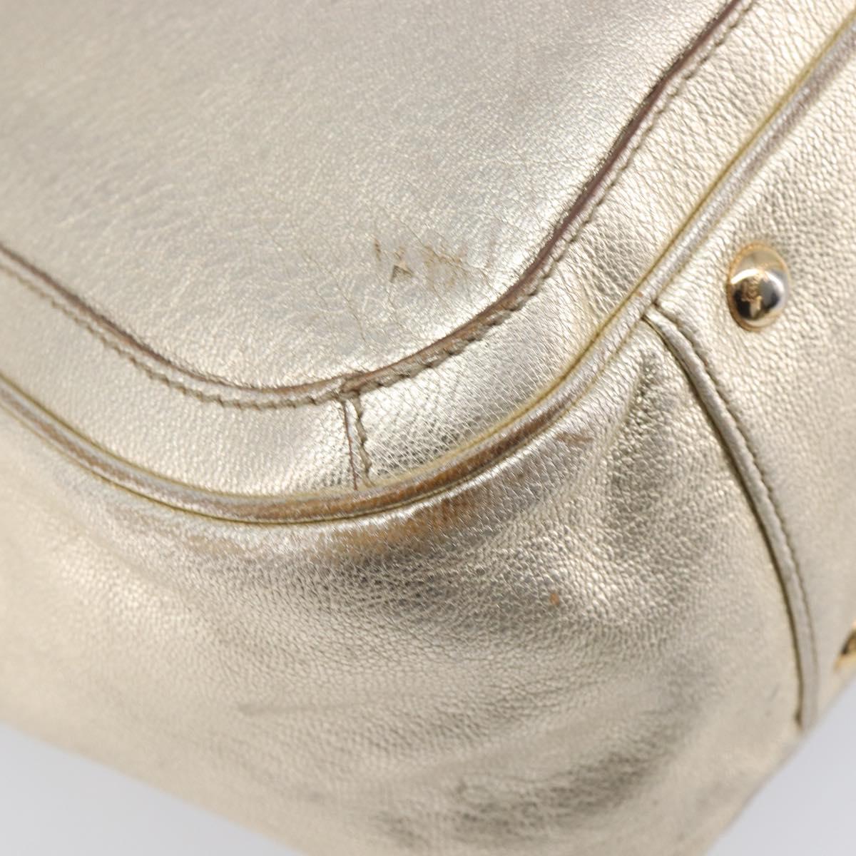 Salvatore Ferragamo Gancini Tote Bag Leather Gold Auth bs37360