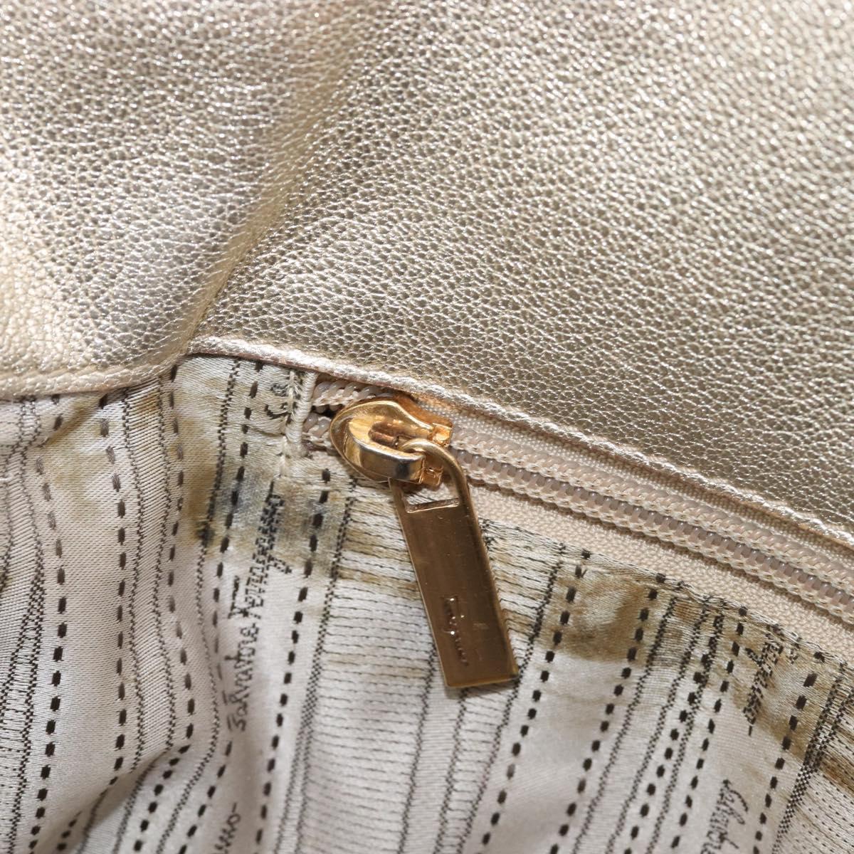 Salvatore Ferragamo Gancini Tote Bag Leather Gold Auth bs37360