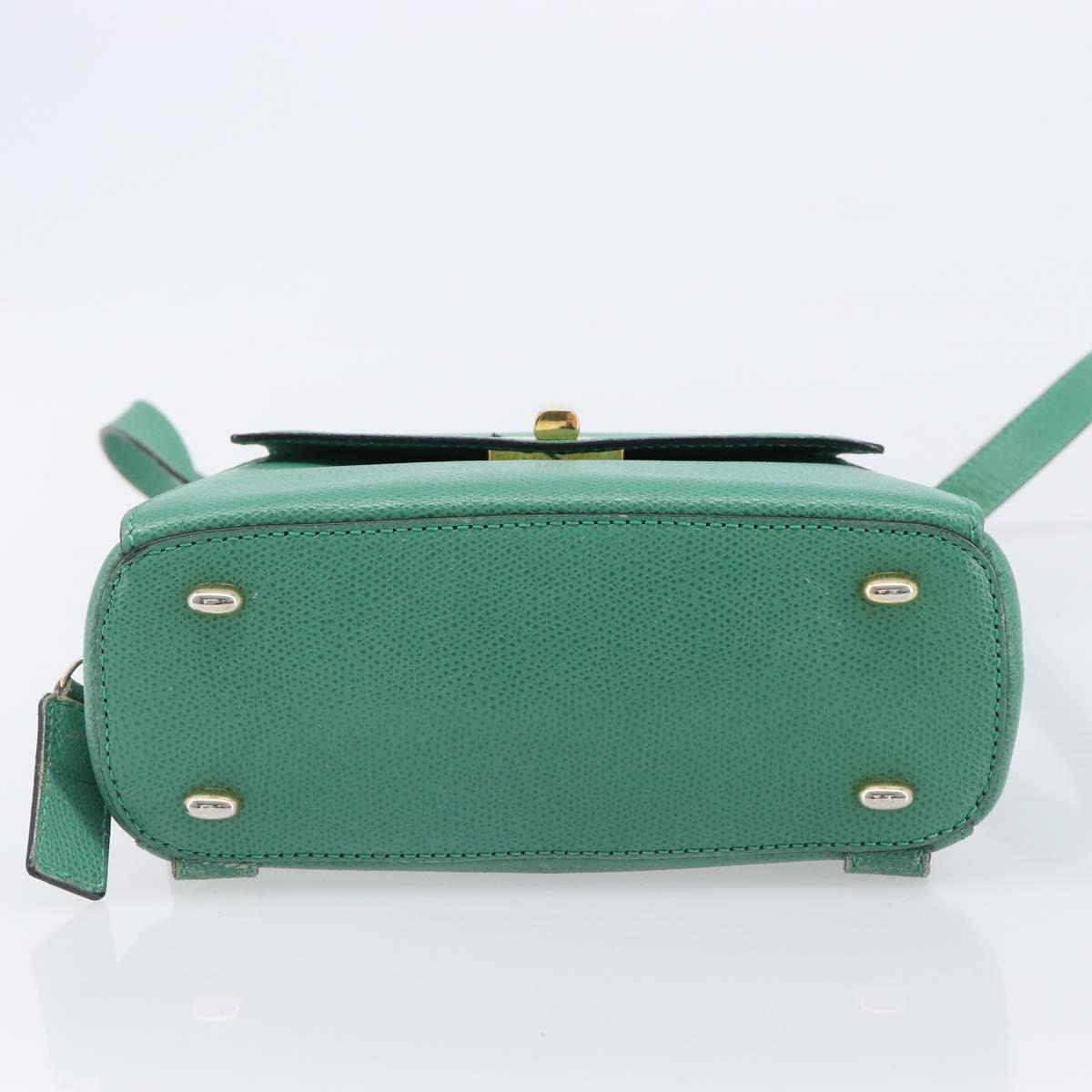 CELINE Backpack Leather Green Gold Auth bs37368
