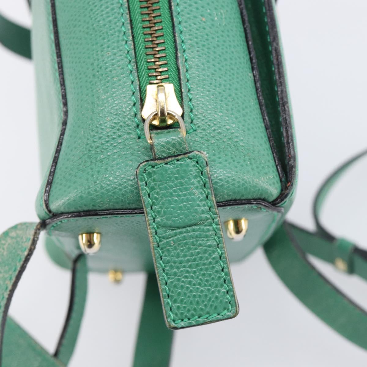 CELINE Backpack Leather Green Gold Auth bs37368
