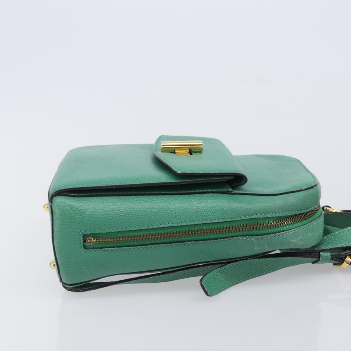 CELINE Backpack Leather Green Gold Auth bs37368