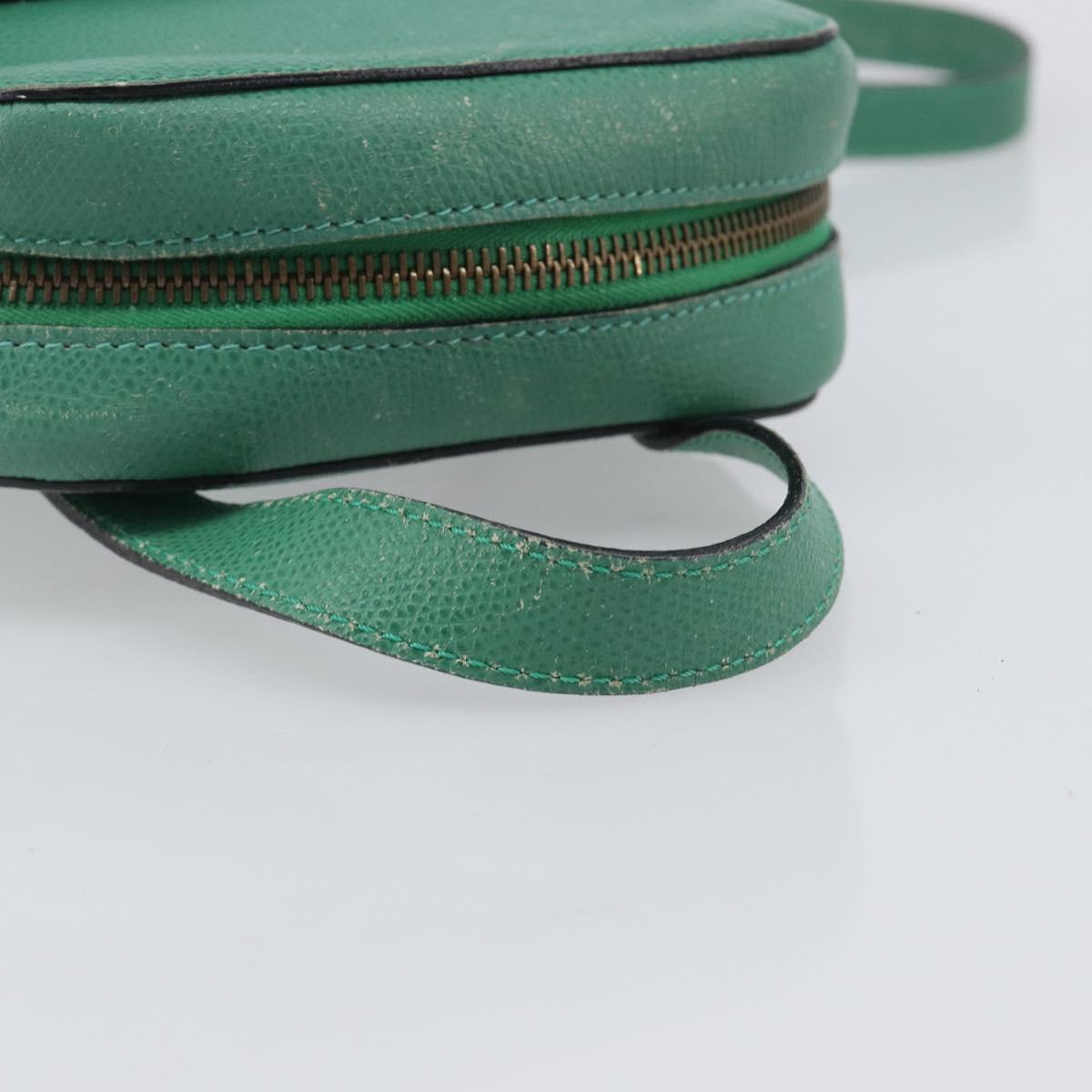 CELINE Backpack Leather Green Gold Auth bs37368