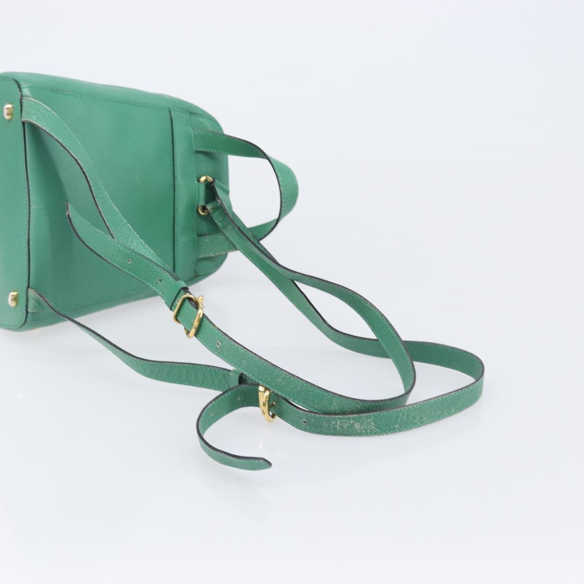 CELINE Backpack Leather Green Gold Auth bs37368