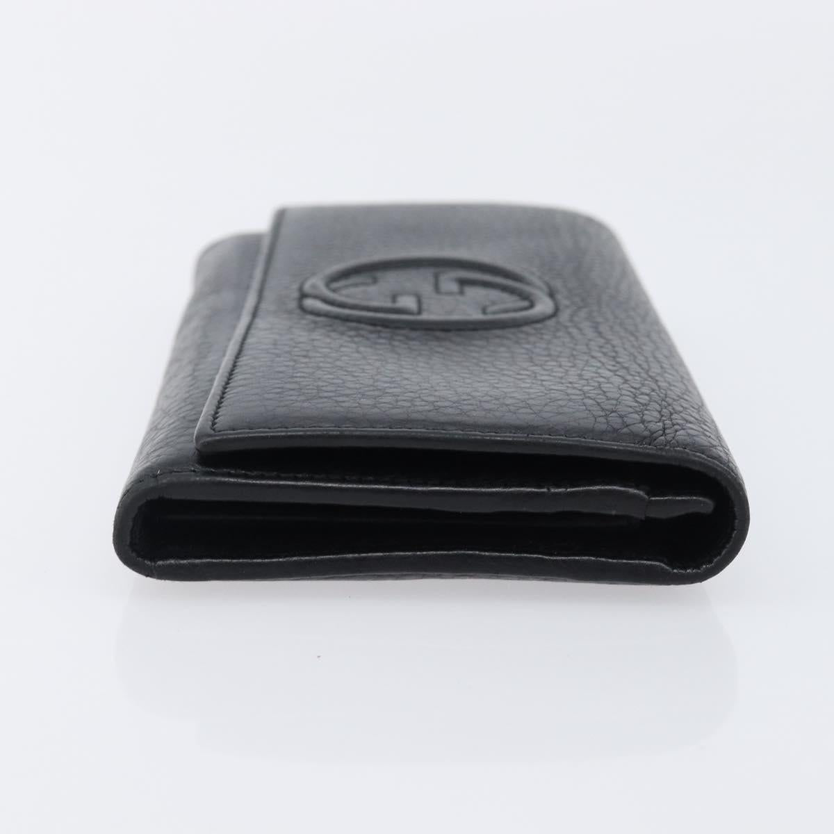 GUCCI Long Wallet Leather 2 Set Brown Black Auth bs37370
