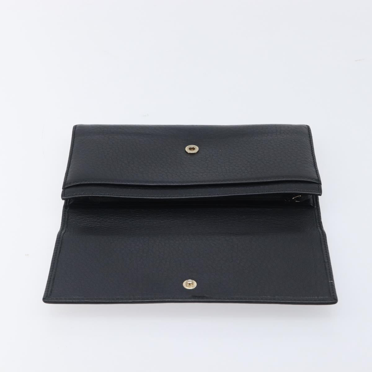 GUCCI Long Wallet Leather 2 Set Brown Black Auth bs37370