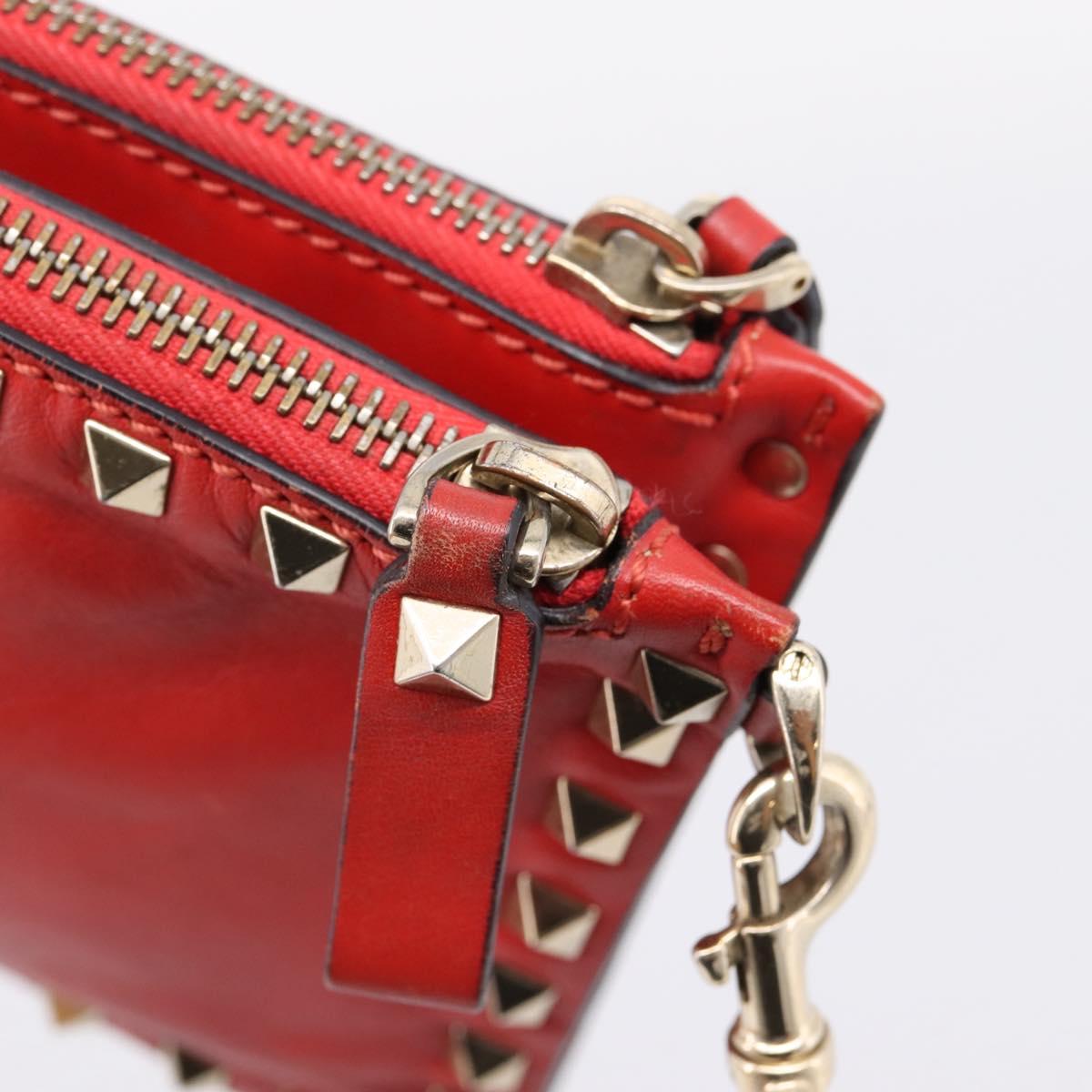 VALENTINO Clutch Bag Leather Black Gold Auth bs37371