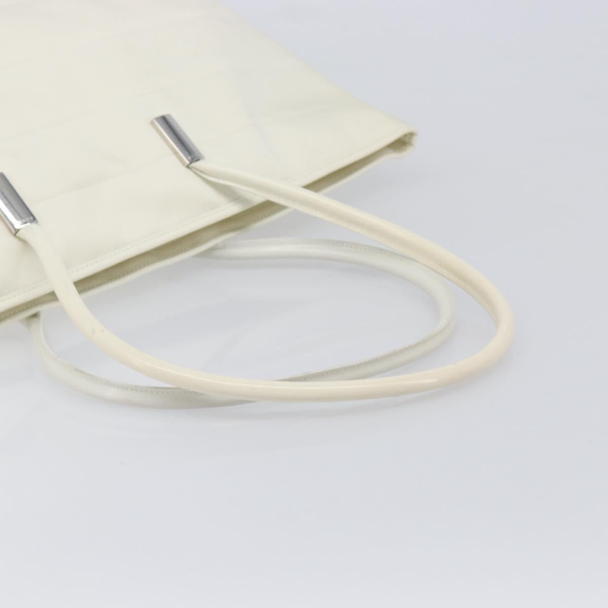 GUCCI Tote Bag Nylon White Silver 002 2123 0455 Auth bs37372