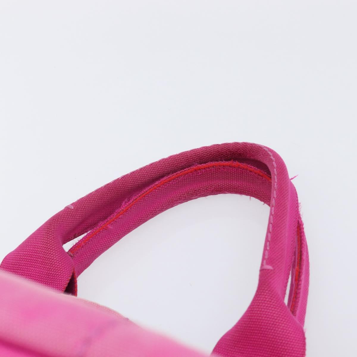PRADA Canapa MM Hand Bag Canvas Pink Gold Auth bs37373
