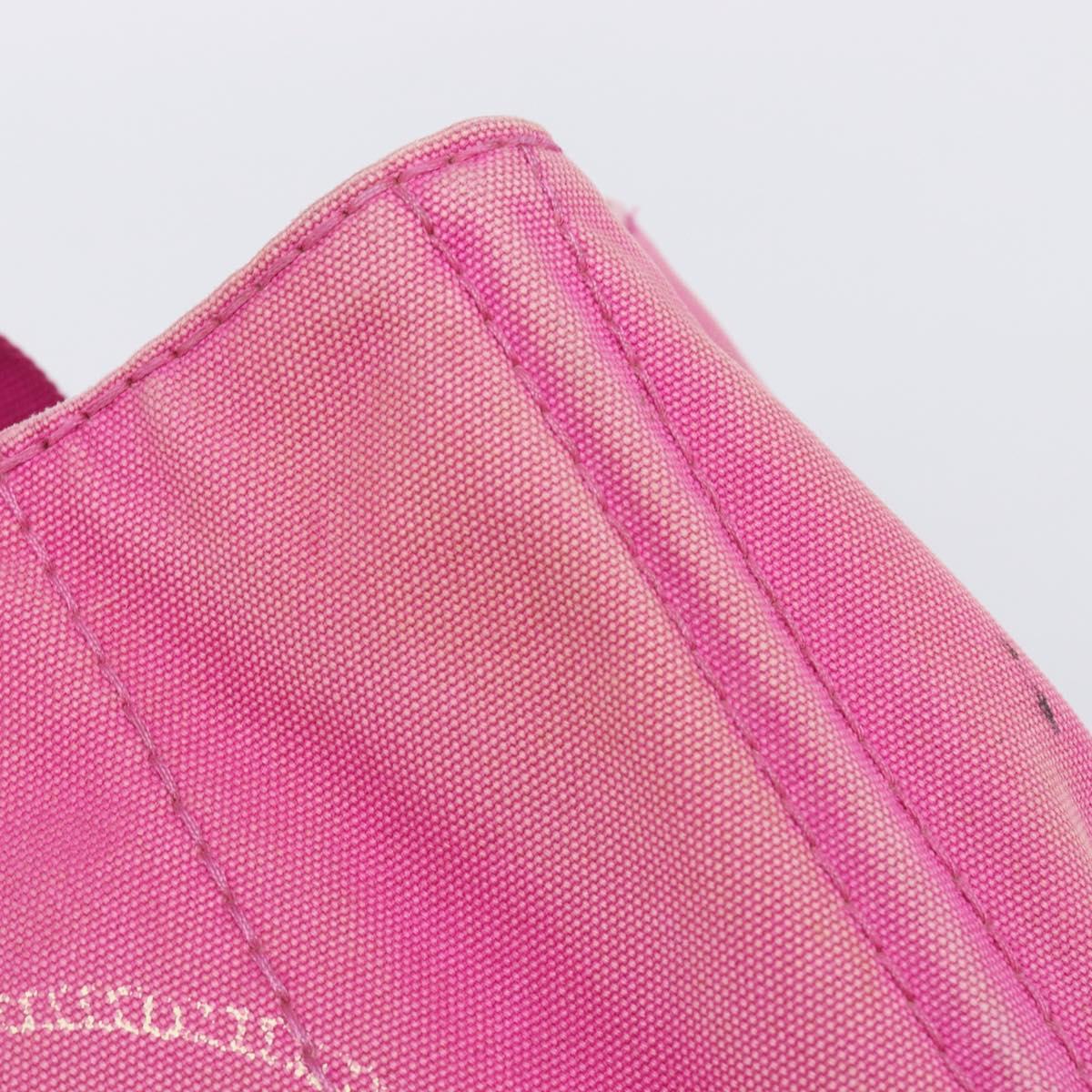 PRADA Canapa MM Hand Bag Canvas Pink Gold Auth bs37373