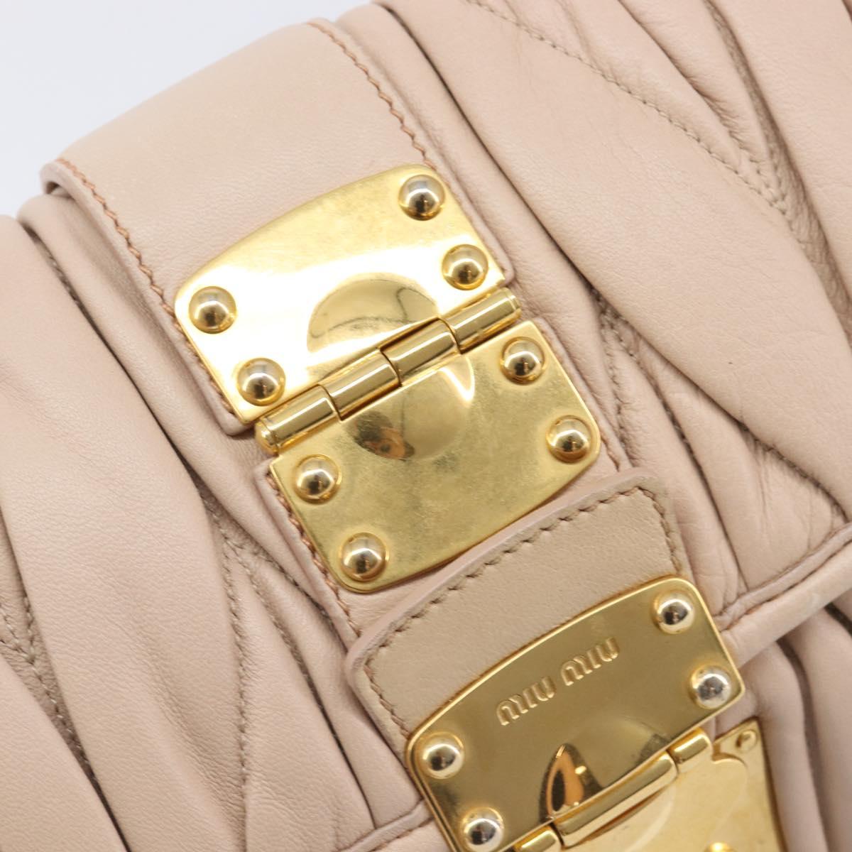 Miu Miu Matelasse Shoulder Bag Leather Pink Gold Auth bs37375