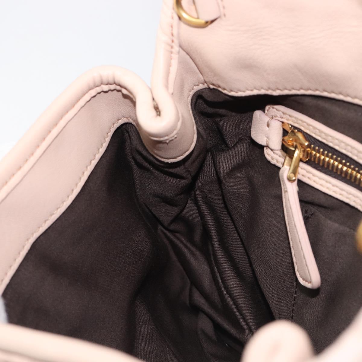 Miu Miu Matelasse Shoulder Bag Leather Pink Gold Auth bs37375