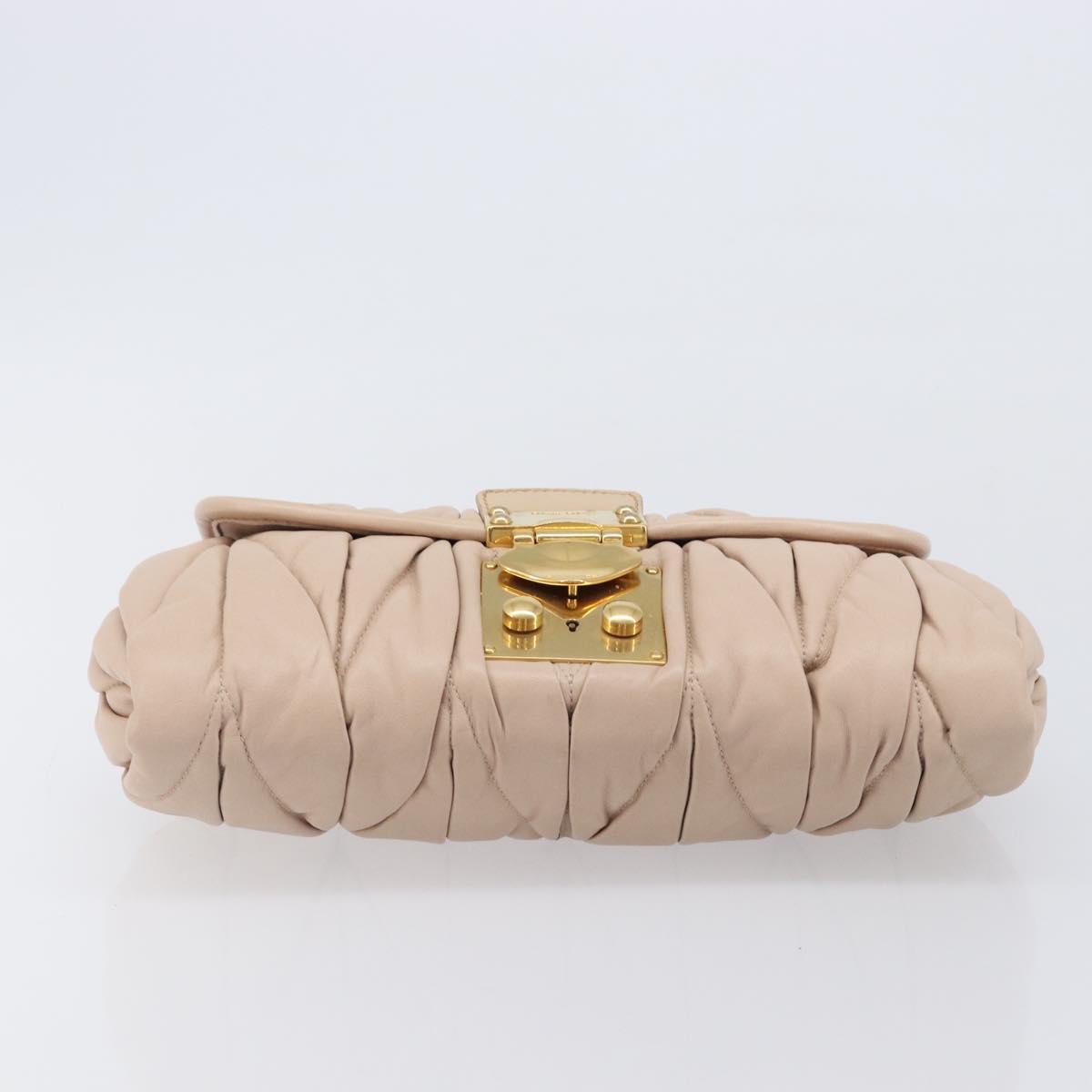 Miu Miu Matelasse Shoulder Bag Leather Pink Gold Auth bs37375
