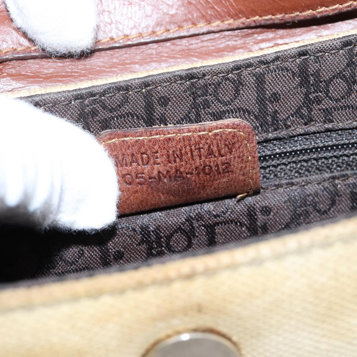 Christian Dior Street Chic Shoulder Bag Canvas Beige Gold Auth bs37384