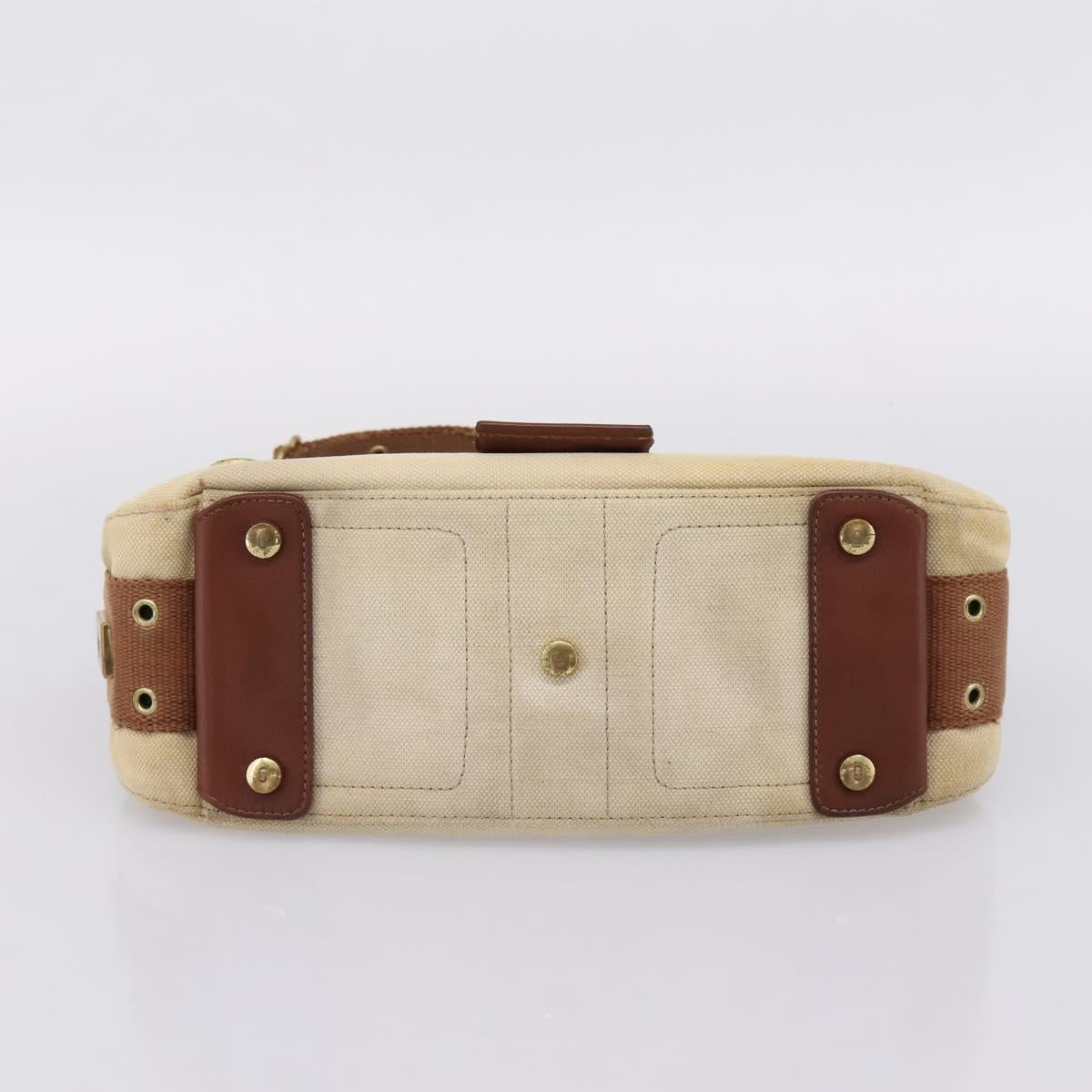 Christian Dior Street Chic Shoulder Bag Canvas Beige Gold Auth bs37384