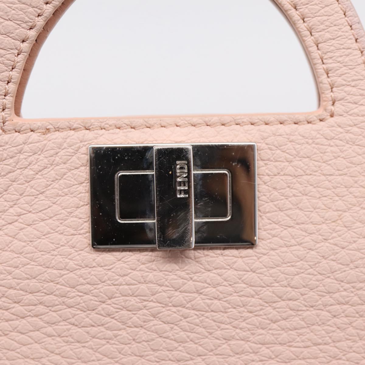 FENDI Peek A Boo Selleria Card Case Leather Pink Silver Auth bs37387M