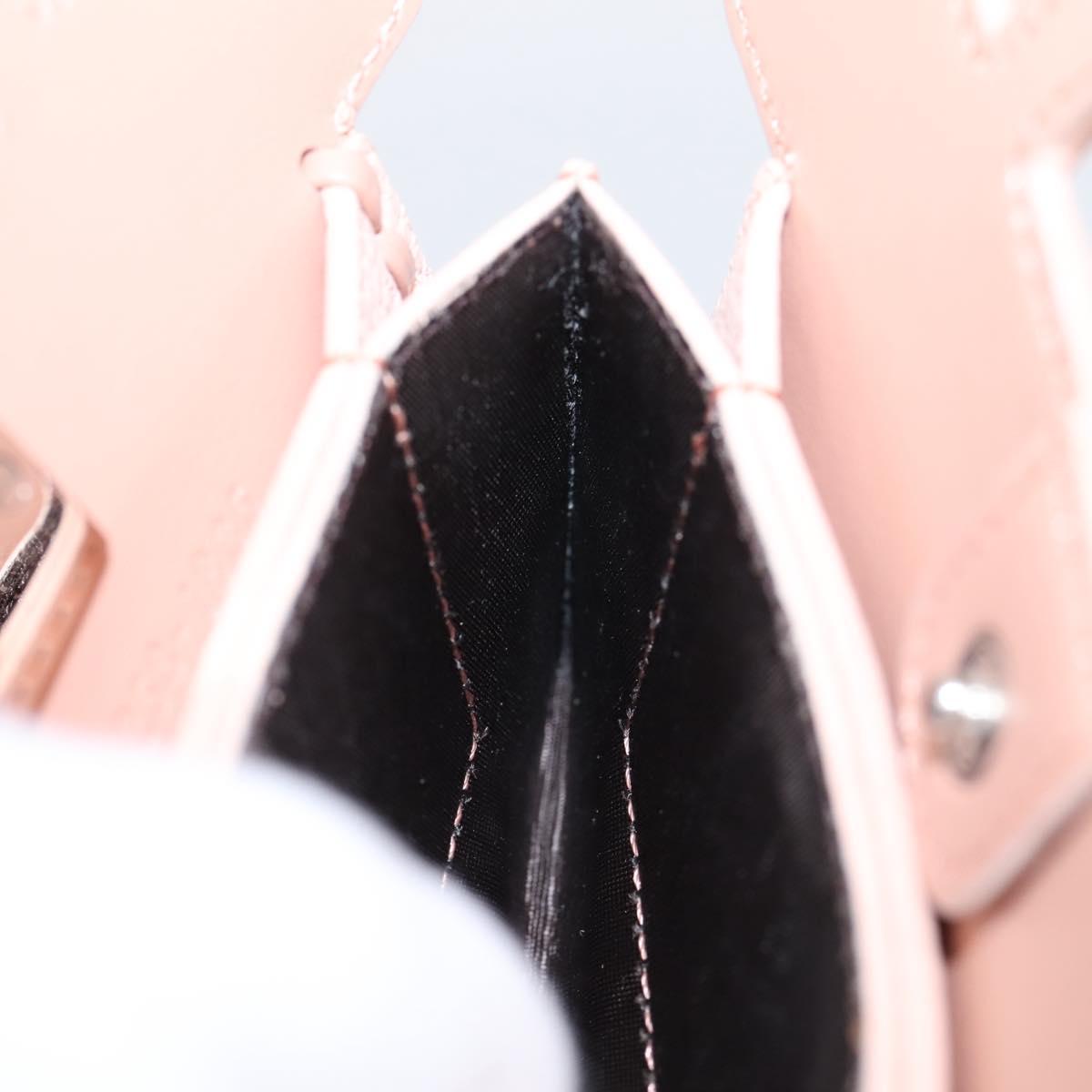 FENDI Peek A Boo Selleria Card Case Leather Pink Silver Auth bs37387M