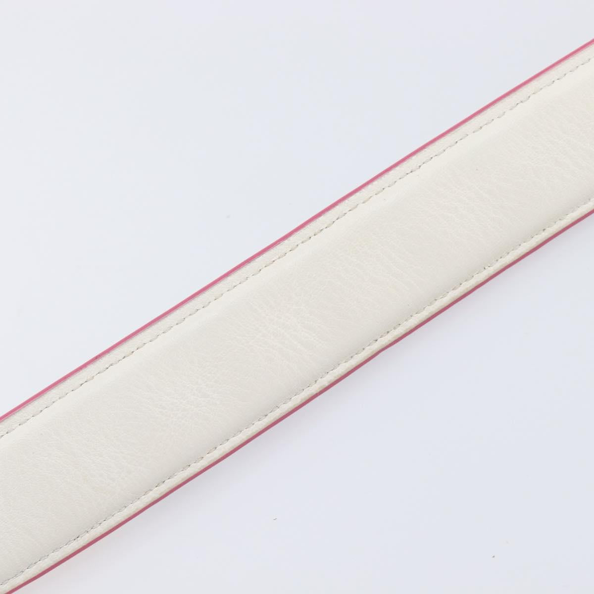 FENDI Strap You Shoulder Strap Leather 15.2"" White Silver Auth bs37389