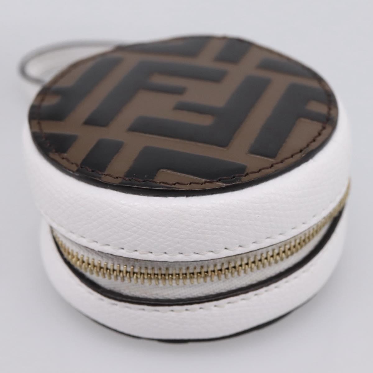 FENDI Zucca Canvas Pouch Charm Brown Gold Auth bs37390A