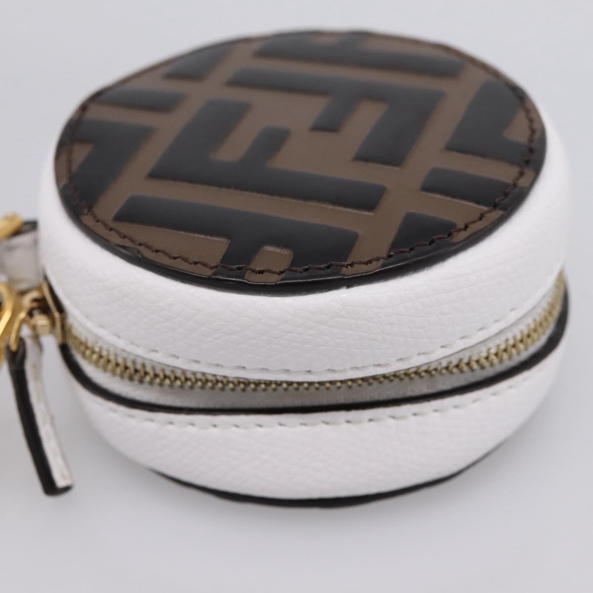 FENDI Zucca Canvas Pouch Charm Brown Gold Auth bs37390A