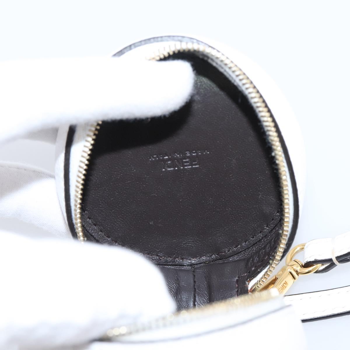 FENDI Zucca Canvas Pouch Charm Brown Gold Auth bs37390A