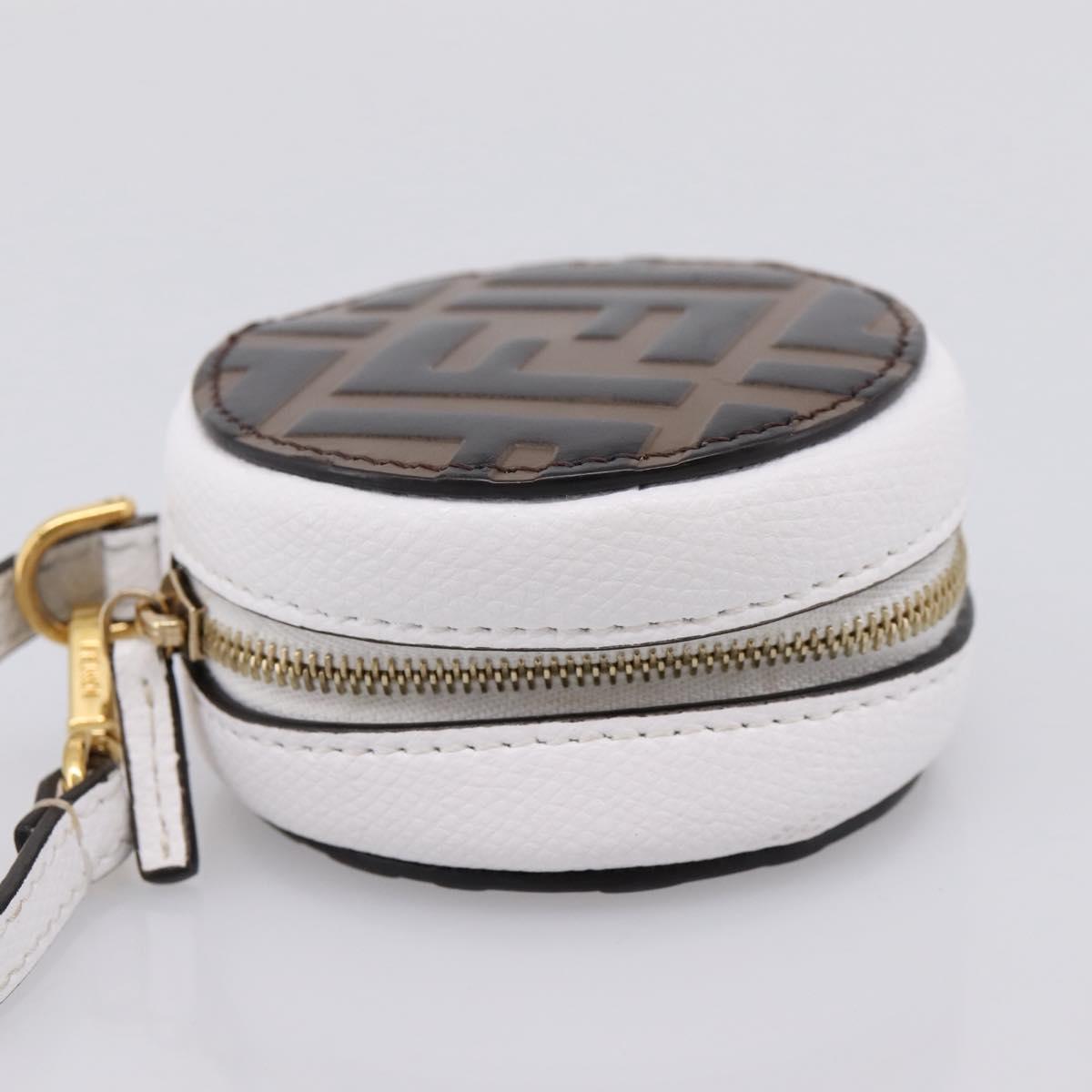 FENDI Zucca Canvas Pouch Charm Brown Gold Auth bs37390A