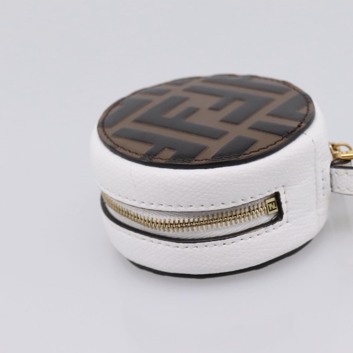 FENDI Zucca Canvas Pouch Charm Brown Gold Auth bs37390A