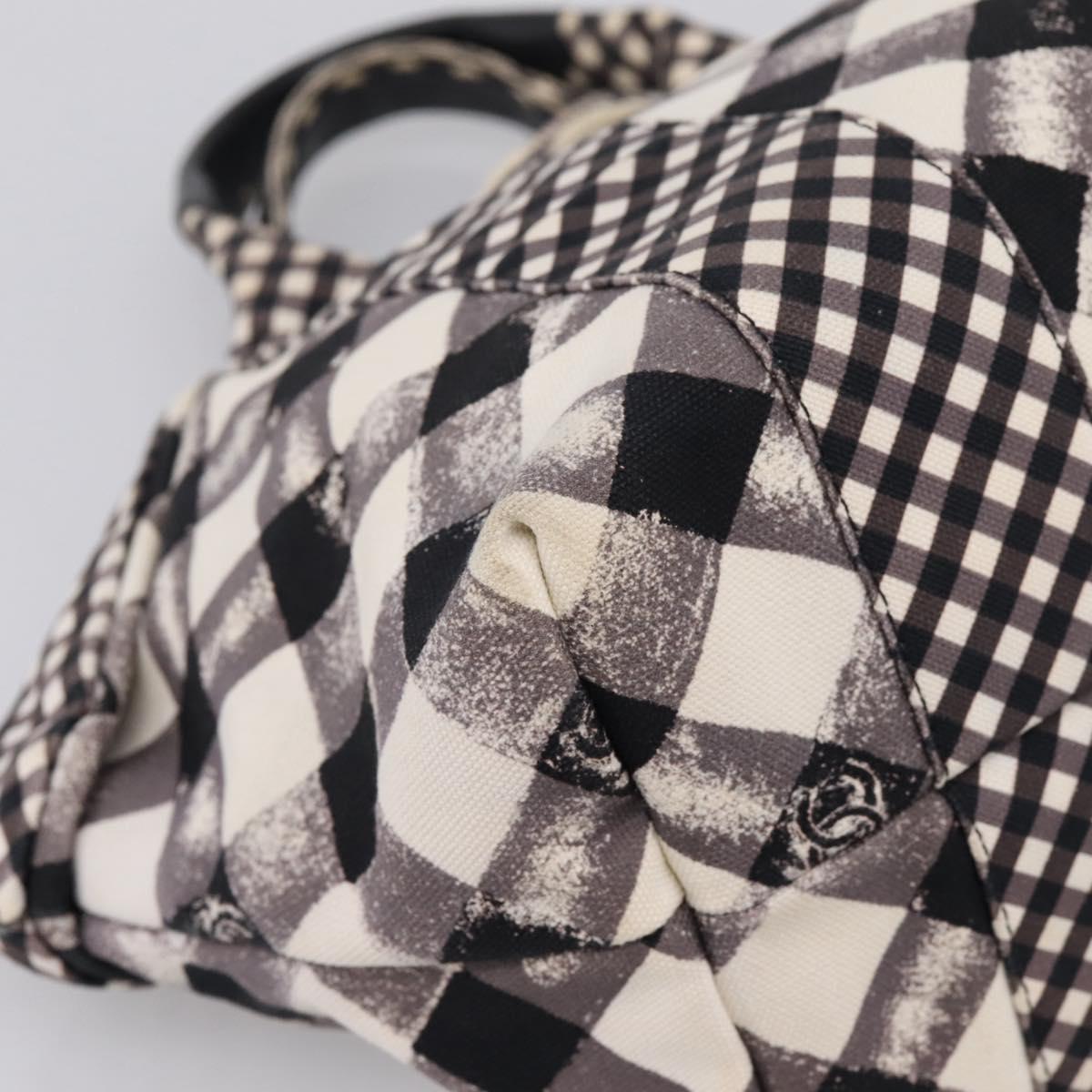 CHANEL Cruise Line Hand Bag Canvas Black White CC Auth bs37391A