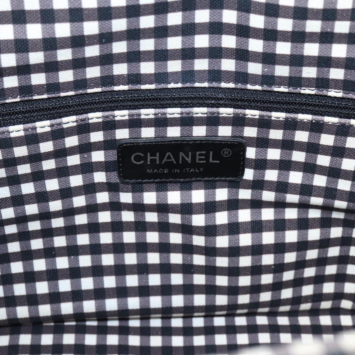 CHANEL Cruise Line Hand Bag Canvas Black White CC Auth bs37391A