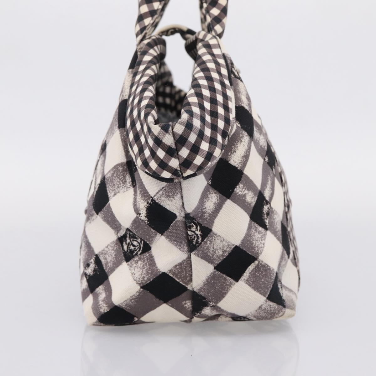 CHANEL Cruise Line Hand Bag Canvas Black White CC Auth bs37391A
