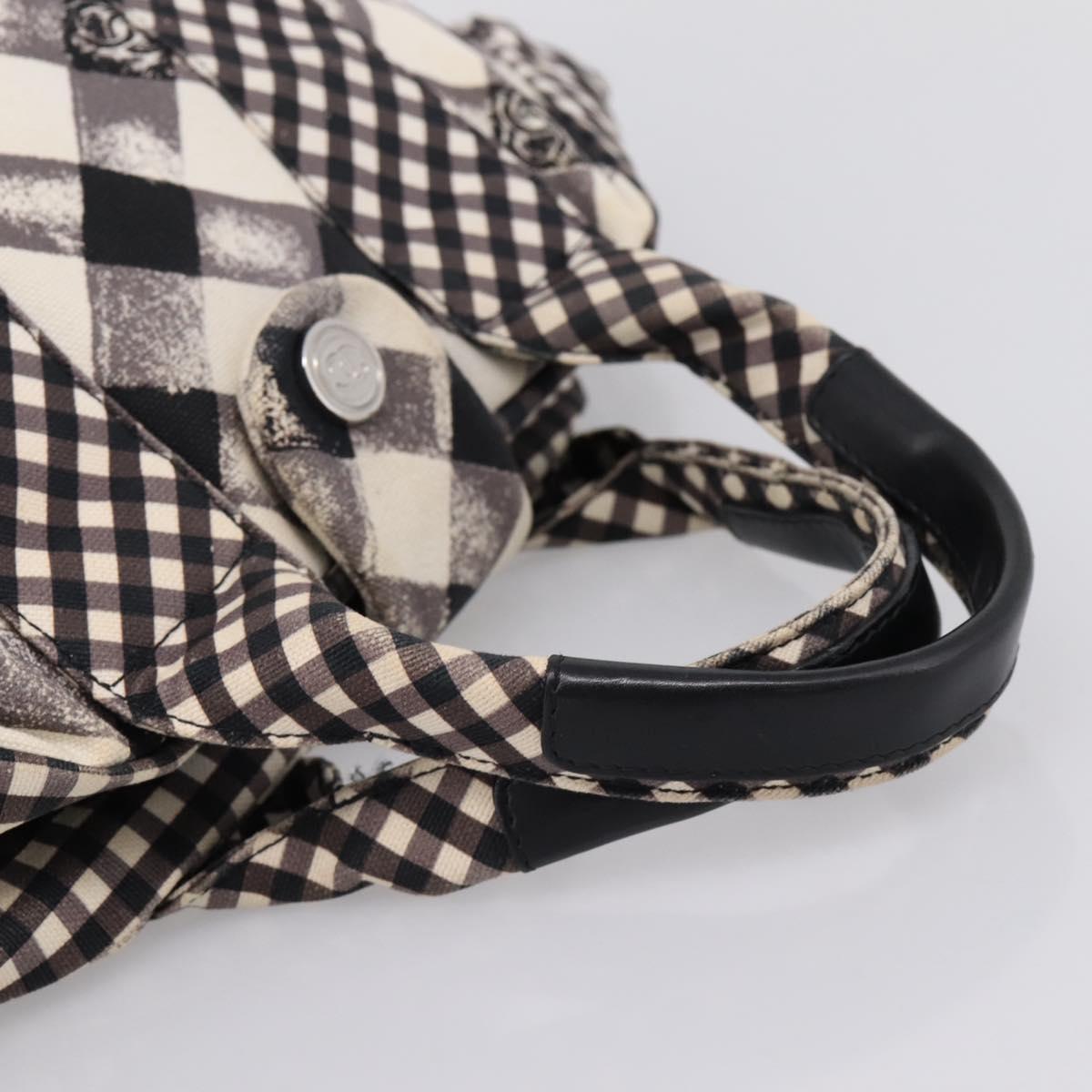 CHANEL Cruise Line Hand Bag Canvas Black White CC Auth bs37391A