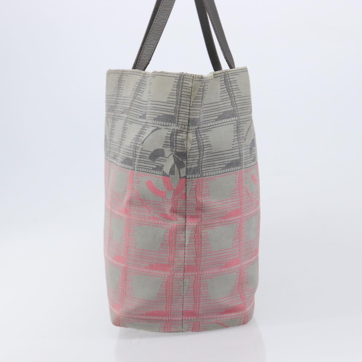 CHANEL New Travel Line Tote Bag Canvas Gray Silver CC Auth bs37392A
