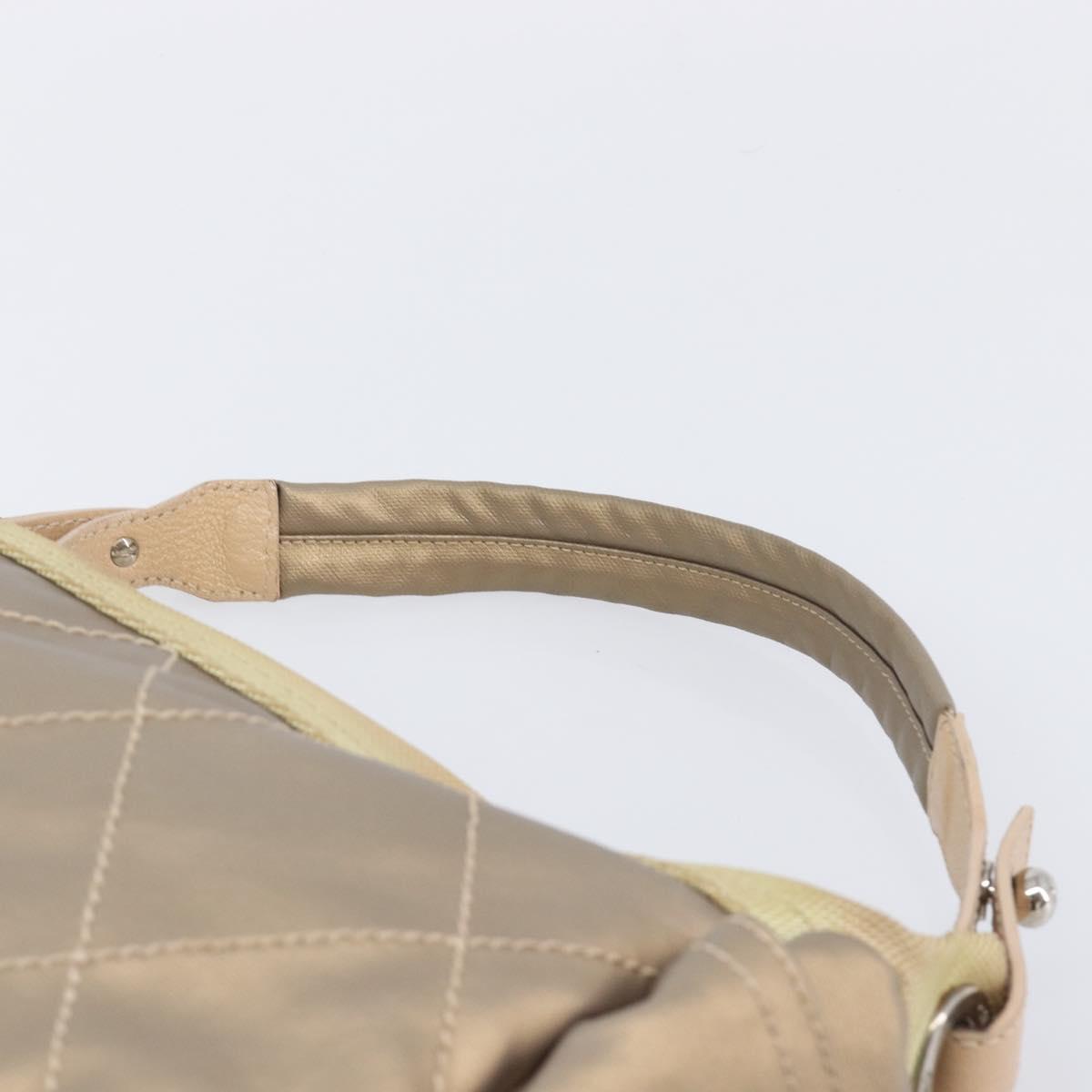 CHANEL Paris Biarritz Shoulder Bag Coated Canvas Gold Silver CC Auth bs37395