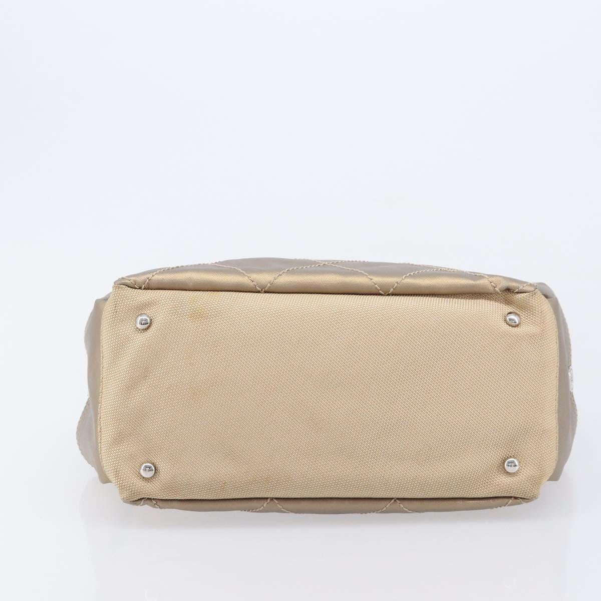 CHANEL Paris Biarritz Shoulder Bag Coated Canvas Gold Silver CC Auth bs37395