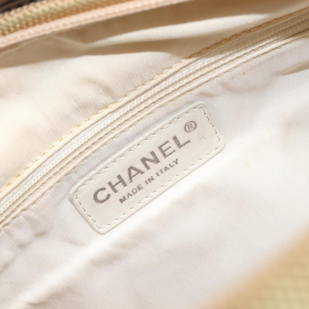 CHANEL Paris Biarritz Shoulder Bag Coated Canvas Gold Silver CC Auth bs37395