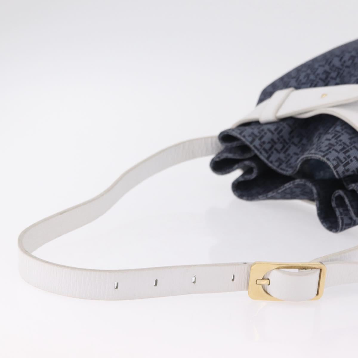 LOEWE Shoulder Bag Canvas Blue Gold Auth bs37397A
