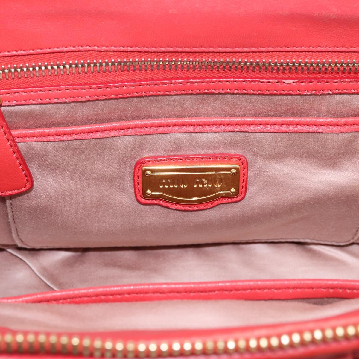 Miu Miu Matelasse Hand Bag Leather 2way Red Gold Auth bs37398