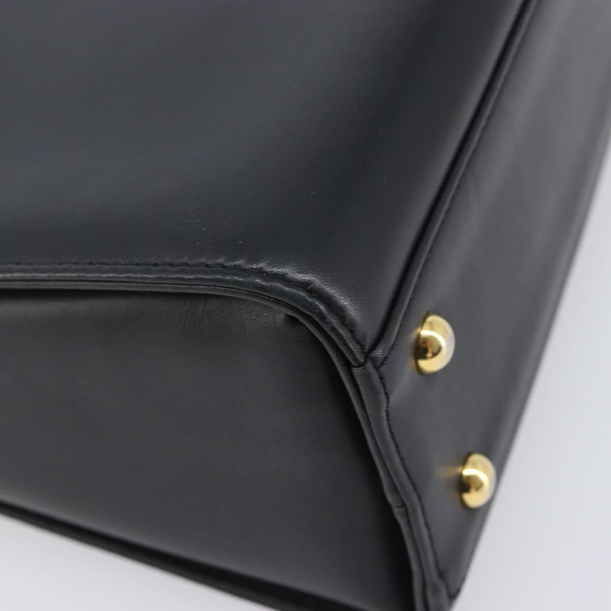 VALENTINO Hand Bag Leather Black Gold Auth bs37410A