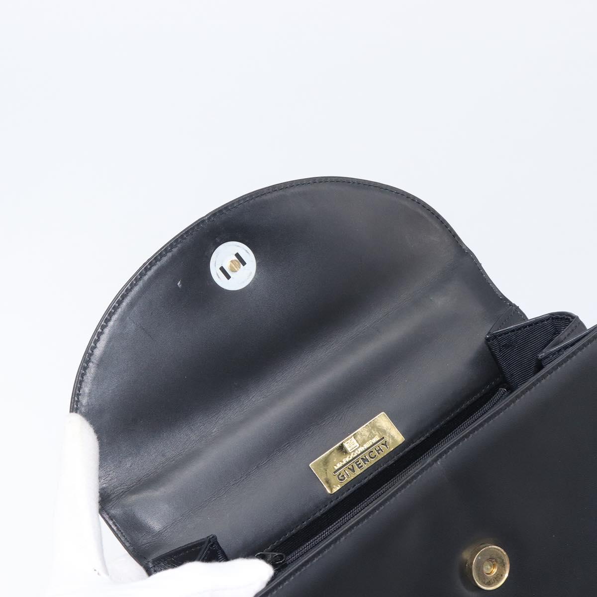 VALENTINO Hand Bag Leather Black Gold Auth bs37410A