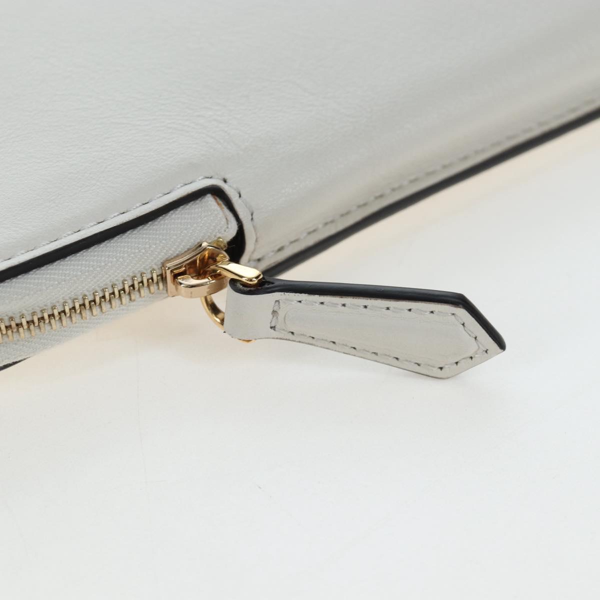 FENDI Strap You Shoulder Strap Leather 37"" White Gold Auth bs37411
