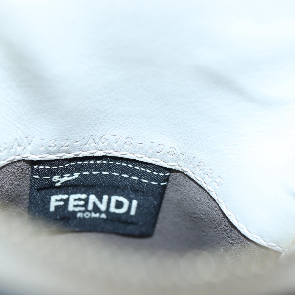 FENDI Strap You Shoulder Strap Leather 37"" White Gold Auth bs37411