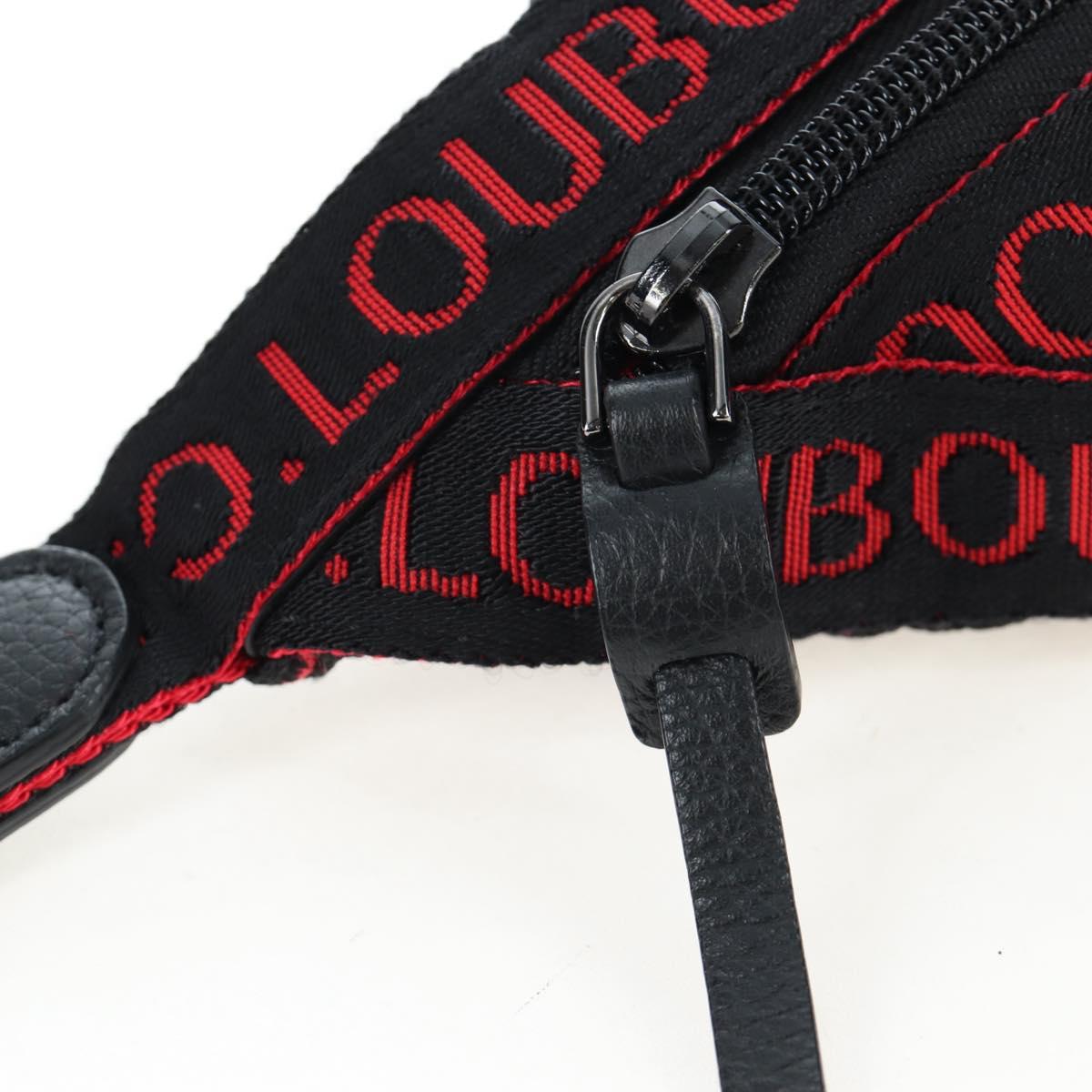 Christian Louboutin Waist Bag Canvas Black Silver Auth bs37415A