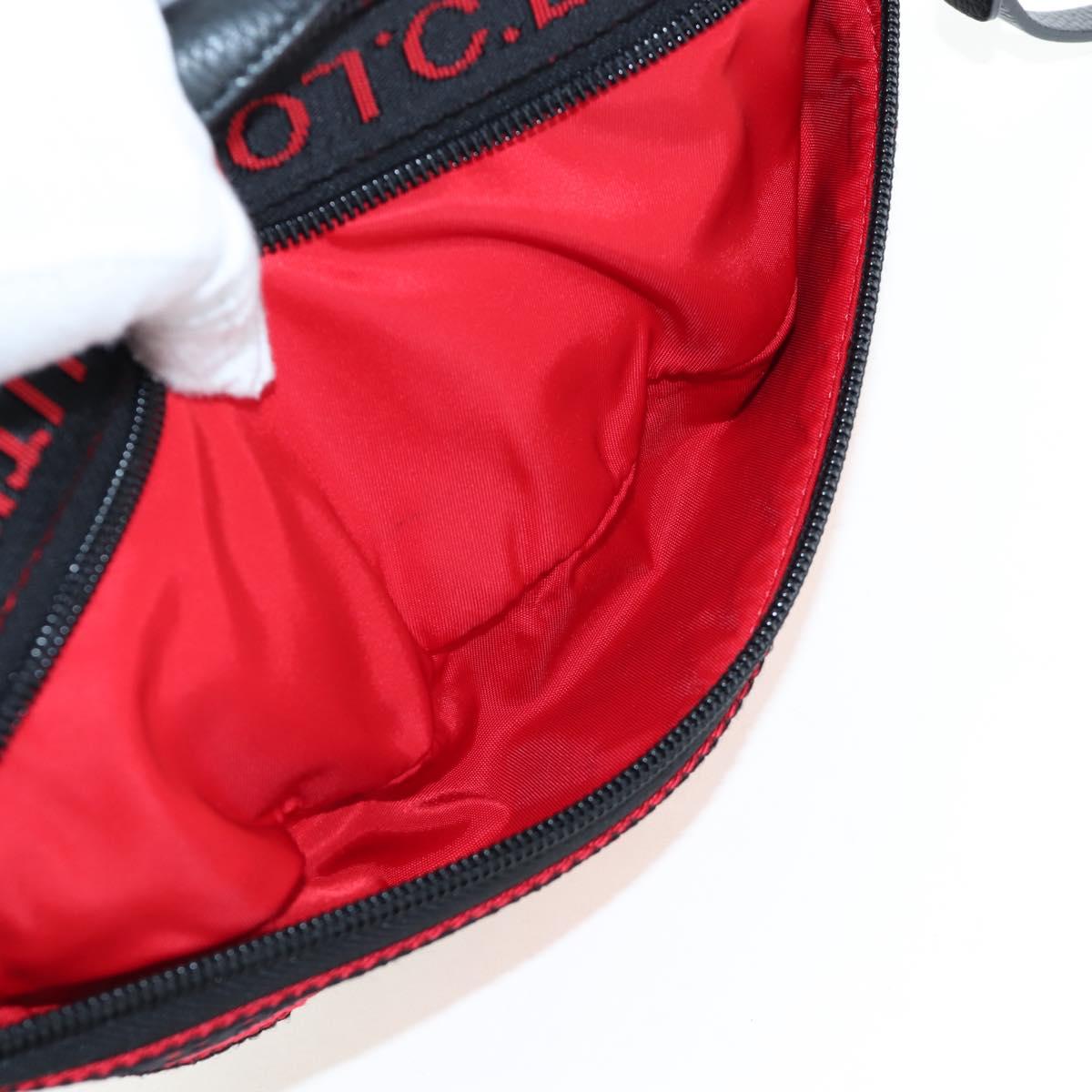 Christian Louboutin Waist Bag Canvas Black Silver Auth bs37415A