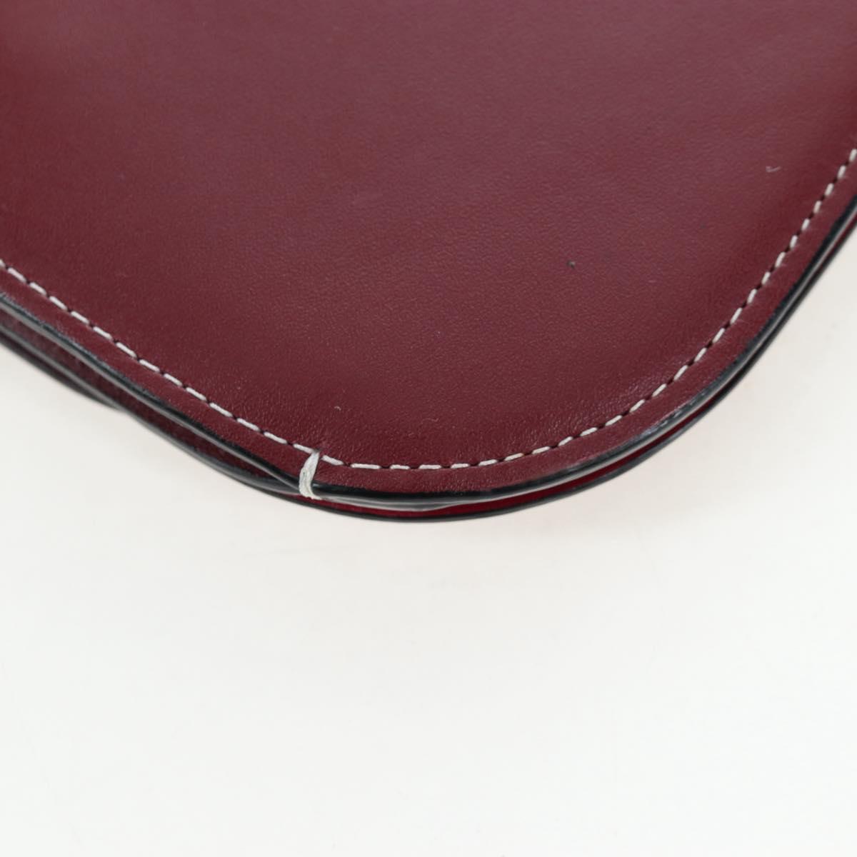 LOEWE Anagram Gate Pochette Shoulder Bag Leather Wine Red Gold Auth bs37417A