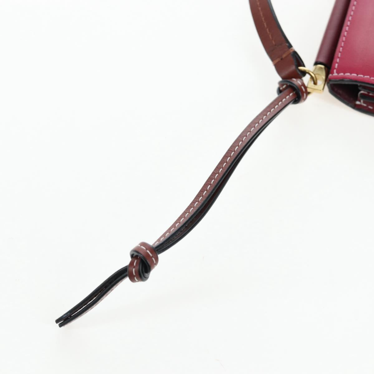 LOEWE Anagram Gate Pochette Shoulder Bag Leather Wine Red Gold Auth bs37417A