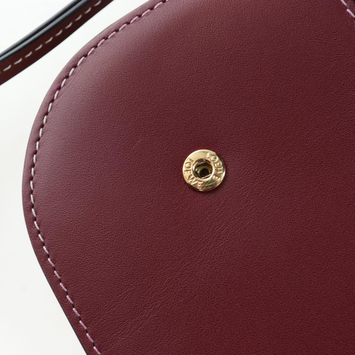 LOEWE Anagram Gate Pochette Shoulder Bag Leather Wine Red Gold Auth bs37417A