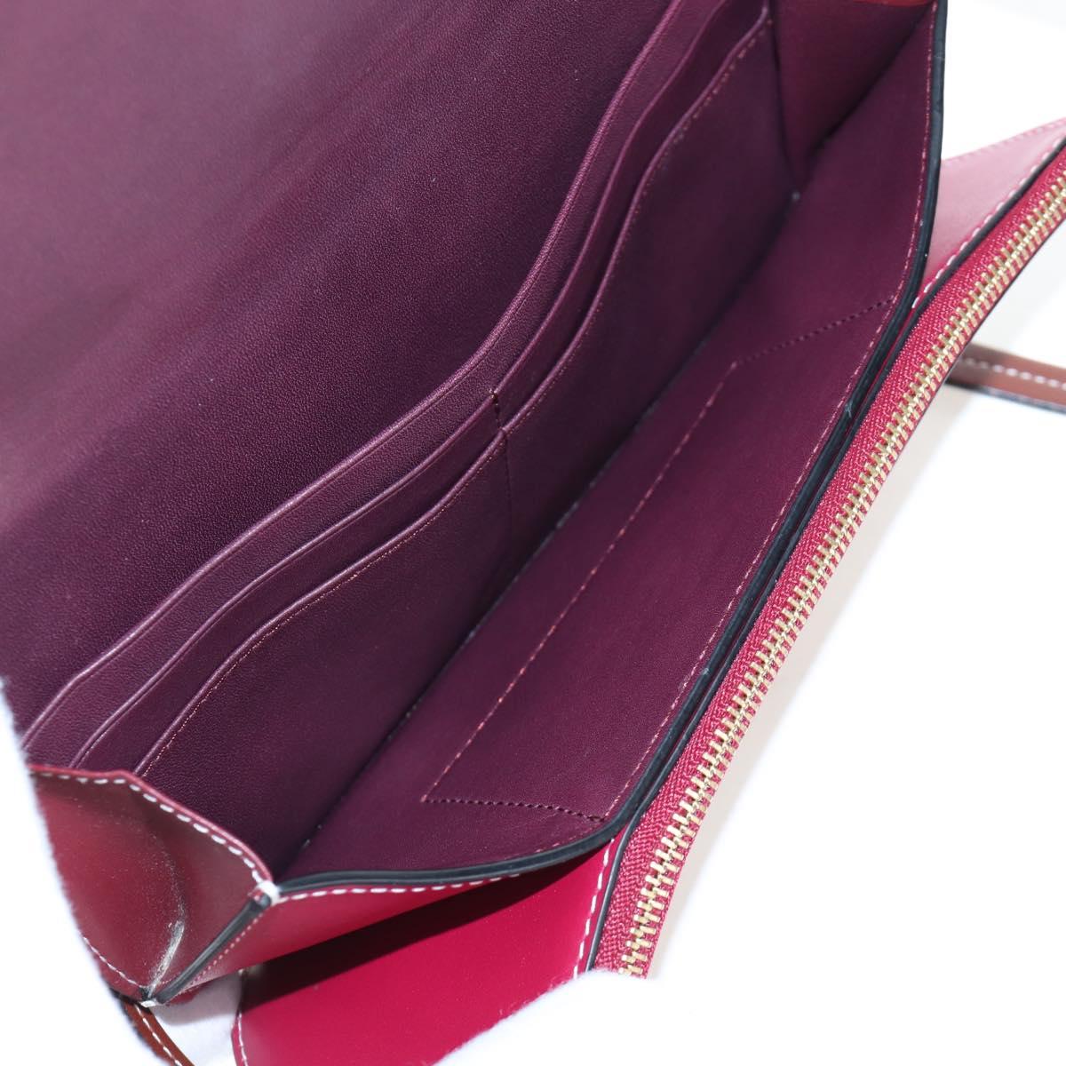 LOEWE Anagram Gate Pochette Shoulder Bag Leather Wine Red Gold Auth bs37417A