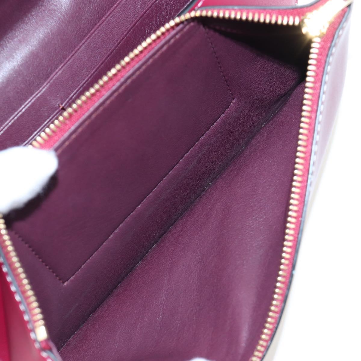 LOEWE Anagram Gate Pochette Shoulder Bag Leather Wine Red Gold Auth bs37417A
