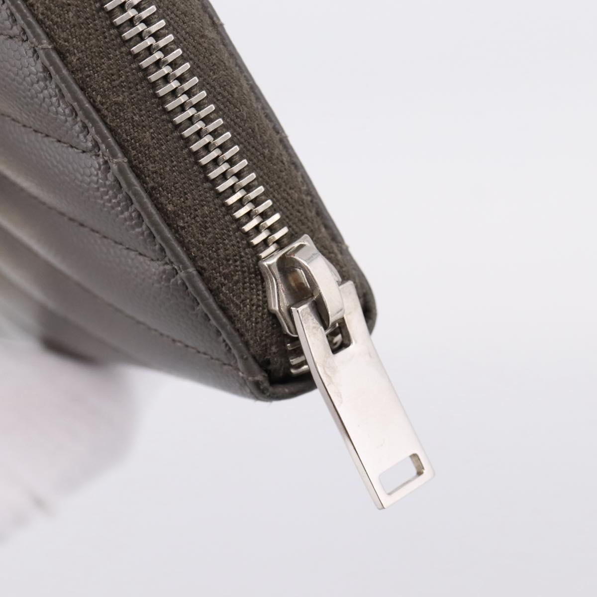 SAINT LAURENT Cassandra Long Wallet Leather Gray Silver Auth bs37418